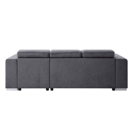 ACME 55530 Natalie Reversible Storage Sleeper Sectional Sofa, Gray Chenille