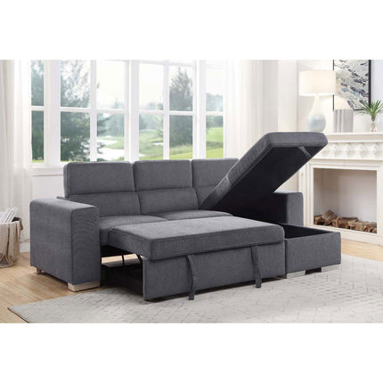 ACME 55530 Natalie Reversible Storage Sleeper Sectional Sofa, Gray Chenille