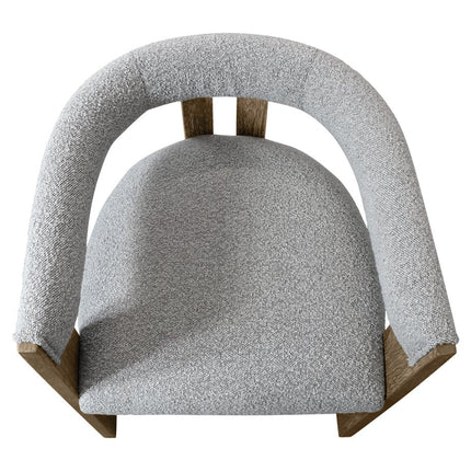 Gray and Brown Upholstered Boucle Open Back Dining Arm Chair HomeRoots