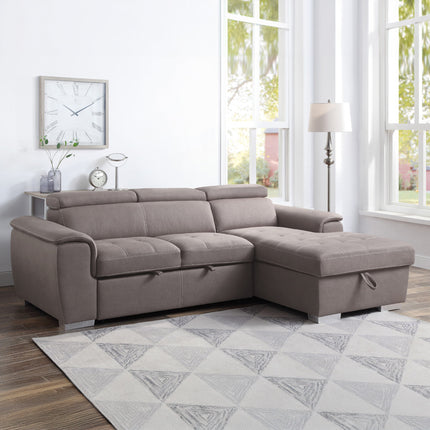 ACME 55535 Haruko Storage Sleeper Sectional Sofa, Light Brown Fabric