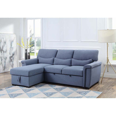 ACME 55540 Noemi Reversible Storage Sleeper Sectional Sofa, Blue Fabric ACME Furniture