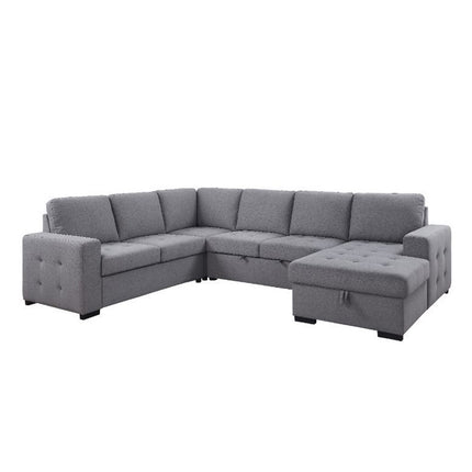 ACME 55545 Nardo Storage Sleeper Sectional Sofa, Gray Fabric