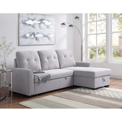 ACME 55550 Amboise Reversible Storage Sleeper Sectional Sofa, Light Gray Fabric