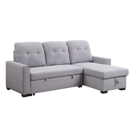 ACME 55550 Amboise Reversible Storage Sleeper Sectional Sofa, Light Gray Fabric
