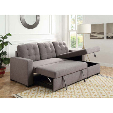 ACME 55555 Chambord Reversible Storage Sleeper Sectional Sofa, Gray Fabric ACME Furniture