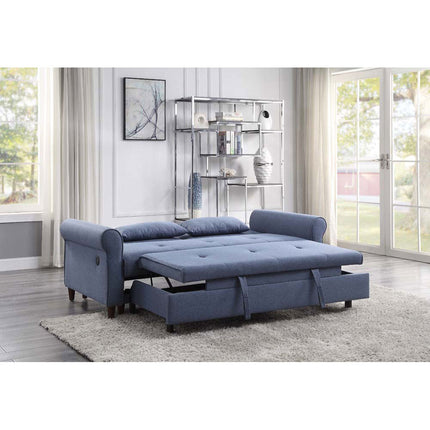 ACME 55565 Nichelle Sleeper Sofa, Blue Fabric