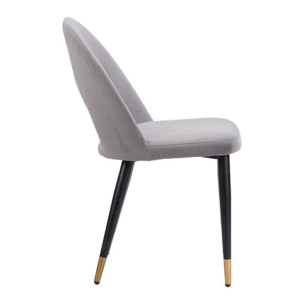 Set of Two Gray Black and Gold Velvet Open Back Dining Side Chairs
