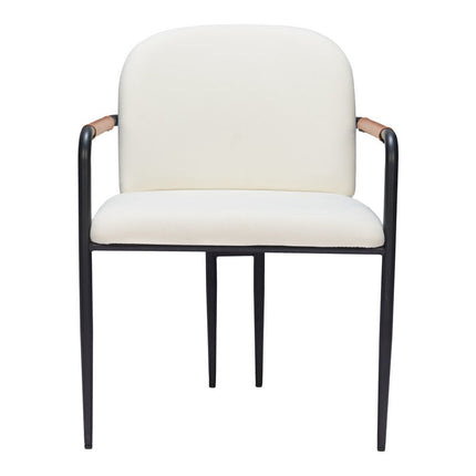 Cream and Black Faux Leather Dining Arm Chair