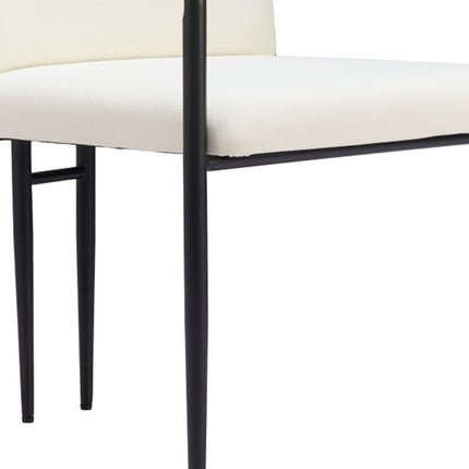 Cream and Black Faux Leather Dining Arm Chair