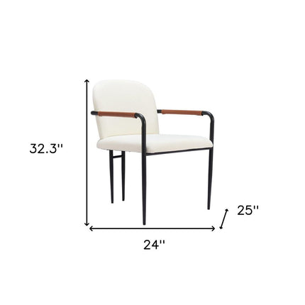 Cream and Black Faux Leather Dining Arm Chair