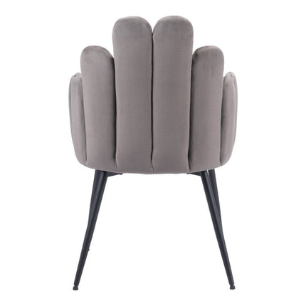 Set of Two Gray and Black Velvet Slat Back Dining Arm Chairs