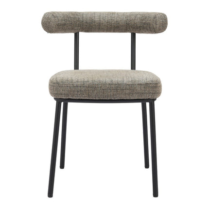 Set of Two Green and Black Upholstered Chenille Open Back Dining Side Chairs