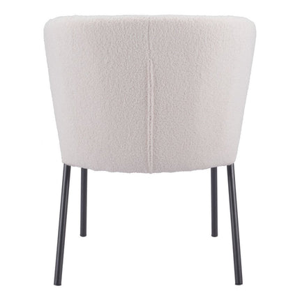 Set of Two Cream and Black Tufted Upholstery Dining Side Chairs