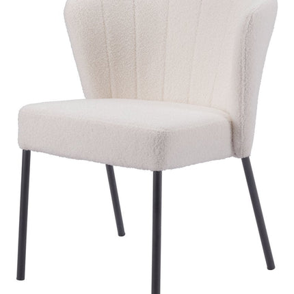 Set of Two Cream and Black Tufted Upholstery Dining Side Chairs