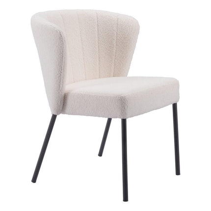 Set of Two Cream and Black Tufted Upholstery Dining Side Chairs