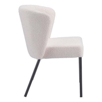 Set of Two Cream and Black Tufted Upholstery Dining Side Chairs