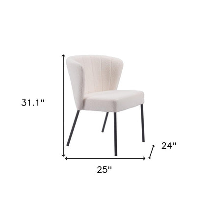 Set of Two Cream and Black Tufted Upholstery Dining Side Chairs