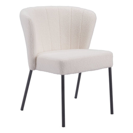 Set of Two Cream and Black Tufted Upholstery Dining Side Chairs