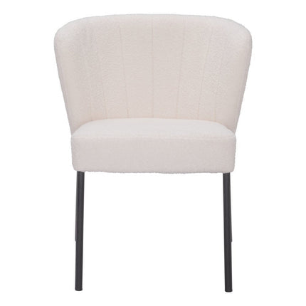 Set of Two Cream and Black Tufted Upholstery Dining Side Chairs