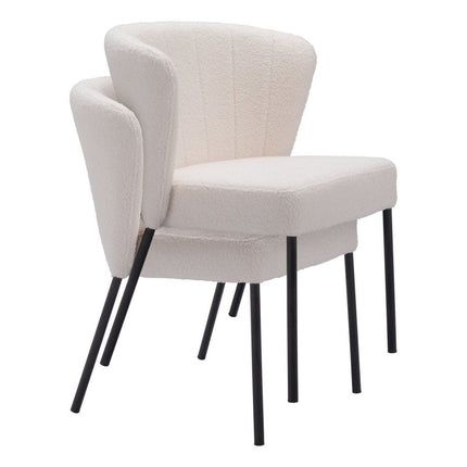 Set of Two Cream and Black Tufted Upholstery Dining Side Chairs