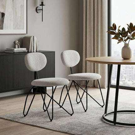 Set of Two Gray and Black Upholstery Open Back Dining Side Chairs