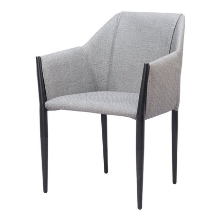 Set of Two Gray and Black Faux Leather Dining Arm Chairs