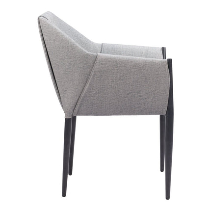 Set of Two Gray and Black Faux Leather Dining Arm Chairs