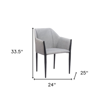 Set of Two Gray and Black Faux Leather Dining Arm Chairs