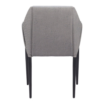 Set of Two Gray and Black Faux Leather Dining Arm Chairs