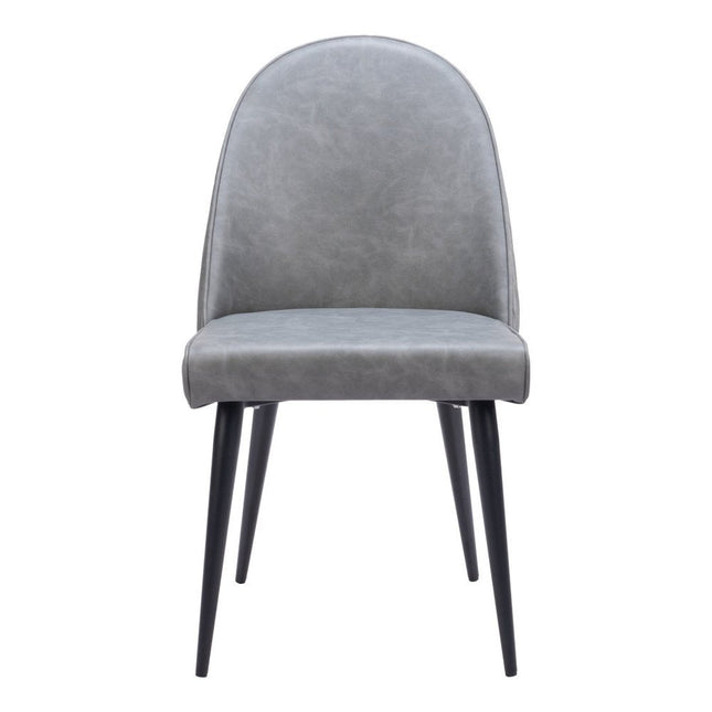 Set of Two Gray and Black Faux Leather Dining Side Chairs HomeRoots