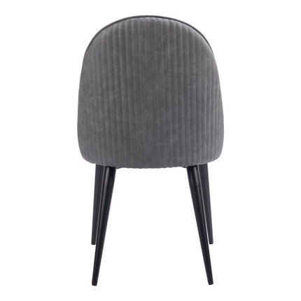 Set of Two Gray and Black Faux Leather Dining Side Chairs