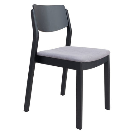 Set of Two Gray and Black Velvet Open Back Dining Side Chairs