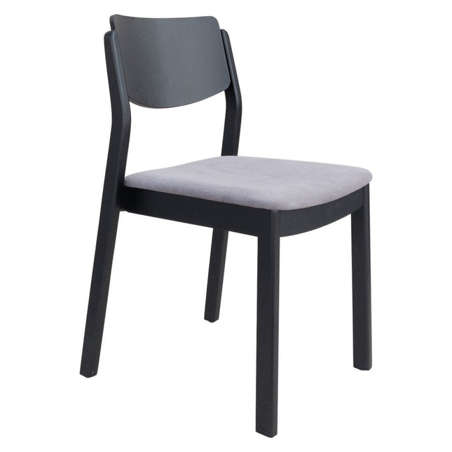 Set of Two Gray and Black Velvet Open Back Dining Side Chairs HomeRoots
