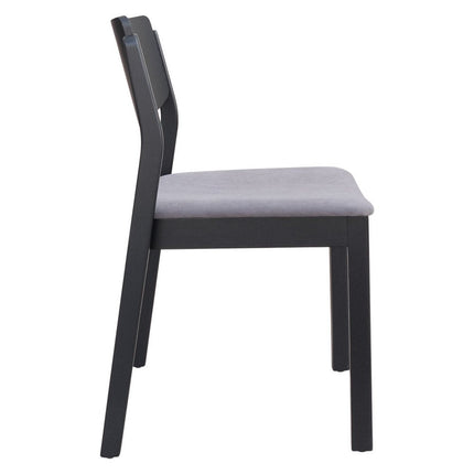 Set of Two Gray and Black Velvet Open Back Dining Side Chairs