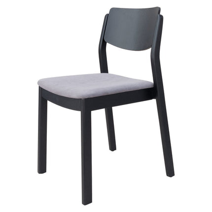 Set of Two Gray and Black Velvet Open Back Dining Side Chairs