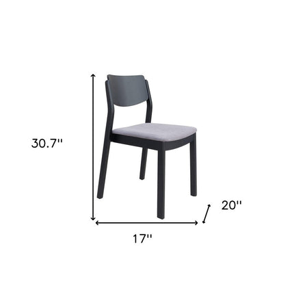 Set of Two Gray and Black Velvet Open Back Dining Side Chairs