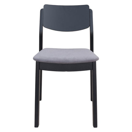 Set of Two Gray and Black Velvet Open Back Dining Side Chairs