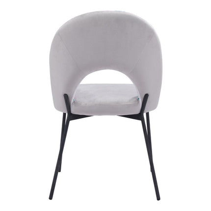 Set of Two Gray and Black Velvet And Steel Velvet And Steel Tropical Floral Dining Side Chairs