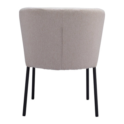 Set of Two Beige and Black Tufted Faux Linen Dining Side Chairs