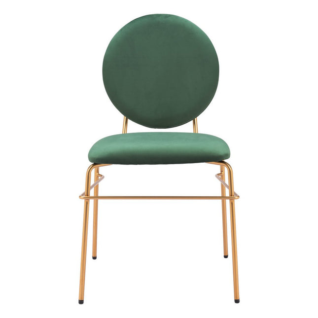 Set of Two Green and Gold Velvet Open Back Dining Side Chairs HomeRoots