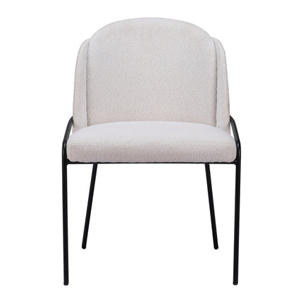 Set of Two Ivory and Black Faux Fur Dining Side Chairs