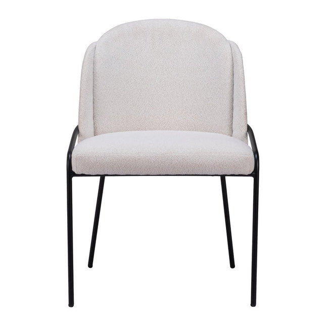 Set of Two Ivory and Black Faux Fur Dining Side Chairs HomeRoots
