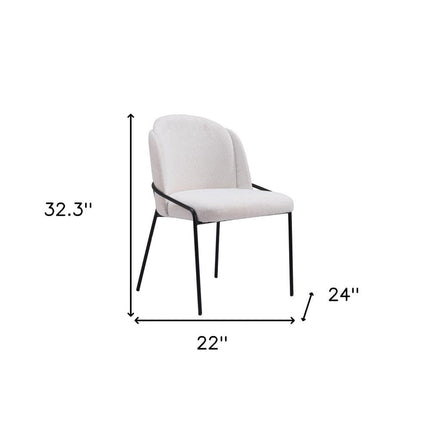 Set of Two Ivory and Black Faux Fur Dining Side Chairs
