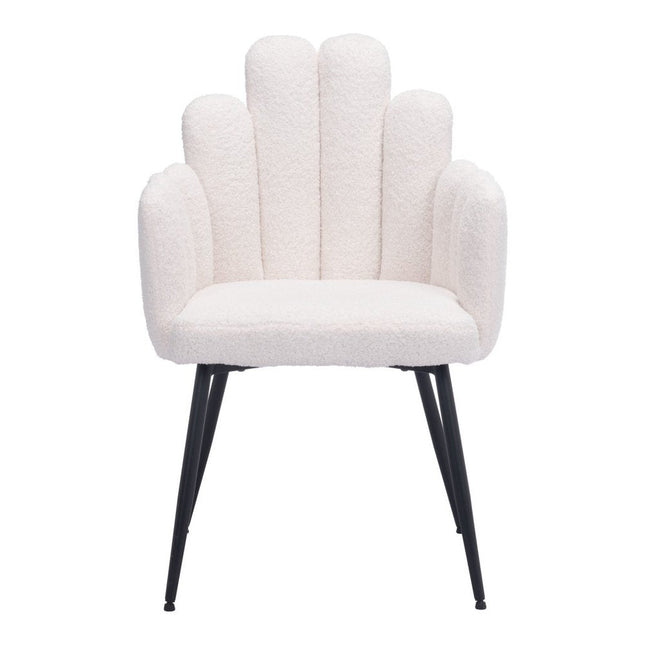 Set of Two Ivory and Black Faux Fur Slat Back Dining Arm Chairs HomeRoots