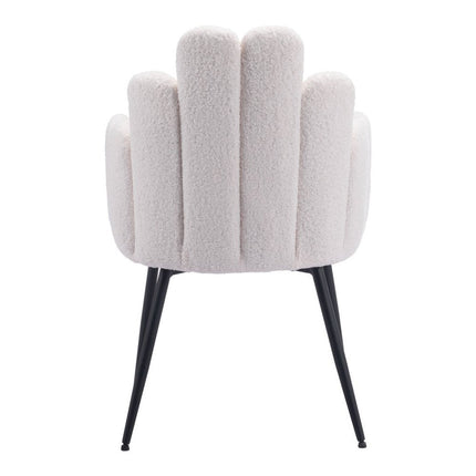 Set of Two Ivory and Black Faux Fur Slat Back Dining Arm Chairs