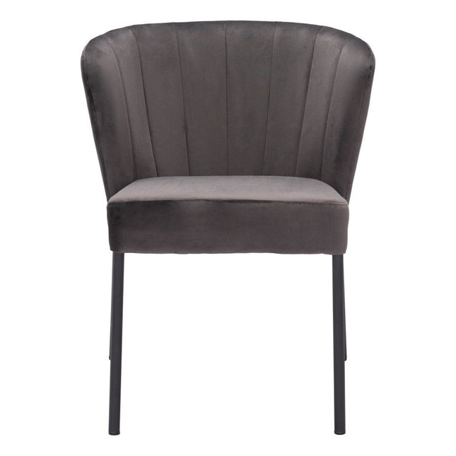 Set of Two Gray and Black Tufted Velvet Dining Side Chairs HomeRoots