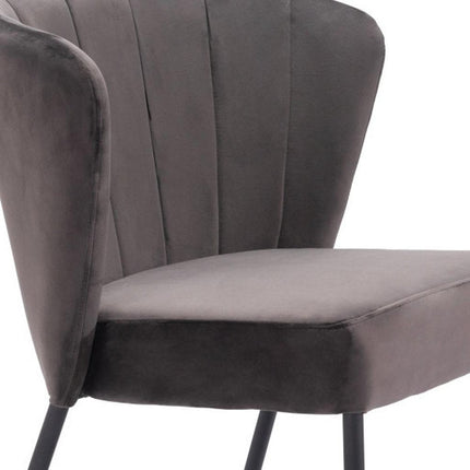 Set of Two Gray and Black Tufted Velvet Dining Side Chairs