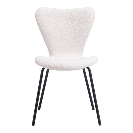 Set of Two Ivory and Black Faux Fur Dining Side Chairs