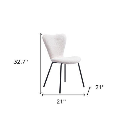 Set of Two Ivory and Black Faux Fur Dining Side Chairs