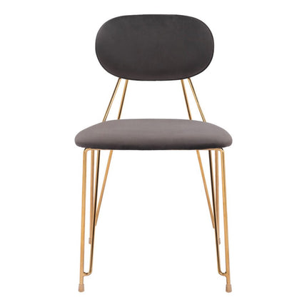 Set of Two Gray and Gold Velvet Open Back Dining Side Chairs